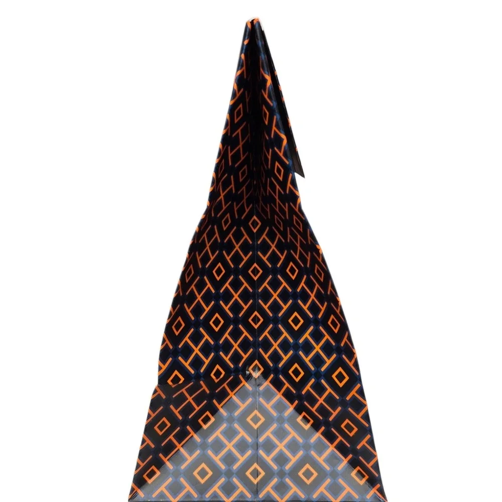 Tory Burch Gift Bags Set of 3 Logo Geometric Orange Navy Small 8x6.5